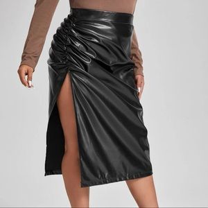Cute black leather skirt